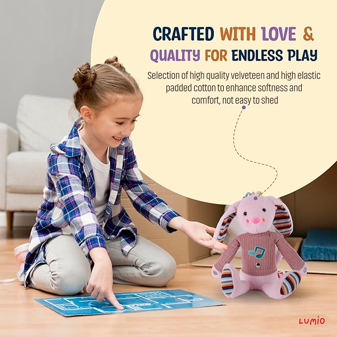 Lumio Musical Stuffed Animal Plush Toy with Lights & Sounds - Cute Interactive Toy for Newborns, and 3 6 12 to 48 Months (Elephant)
