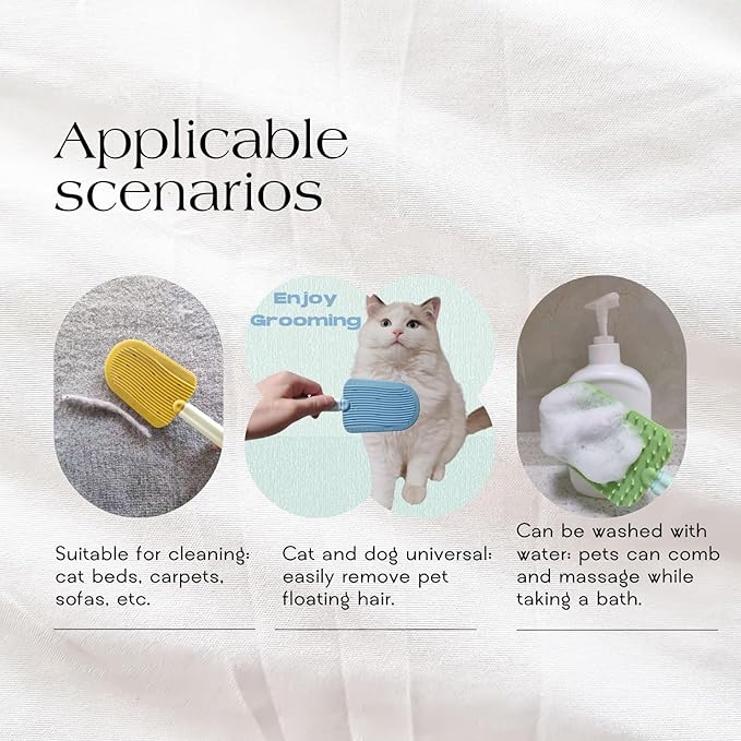 Cat Brush for Shedding,Cat Brushes for Indoor cats,Soft Comb, Short or Long Haired Cats,Pet Grooming,Bath and Massage Brush(3 pcs)
