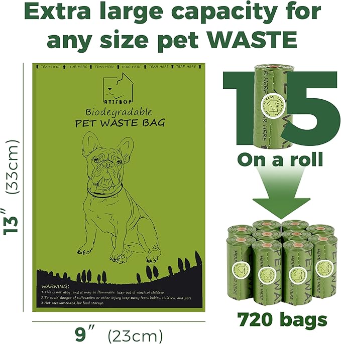 Biodegradable Dog Poop Bags 720 Count 48 Rolls, Leak Proof and Thicken Pet Poop Bag (Scented)