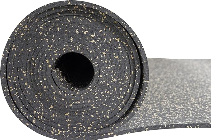 Playsafer Genaflex Rubber Gym Floor Mat, Heavy Duty Commercial Protective Gym Flooring Roll - 8mm Thick (10% Tan, 4' X 15')