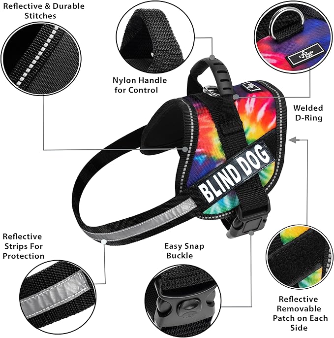 Doggie Stylz Blind Dog Harness No Pull No Escape Dog Vest for Blind Dogs Adjustable Vest with Handle Blind Dog Accessories and Patches for Training and Mobility