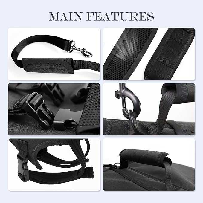 Dog Lift Harness, Full Body Support with Adjustable Control Handle for Medium Senior Dogs, Post-Surgery Recovery & Joint Problems (Oxford Cloth, M)