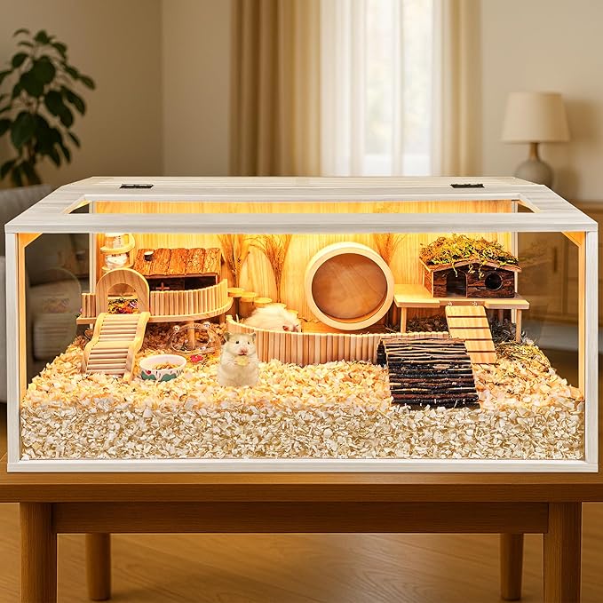 Hamster Cage Chewproof, Large Hamster Cages and Habitats, Openable Top with Acrylic Sheets, Solid Built