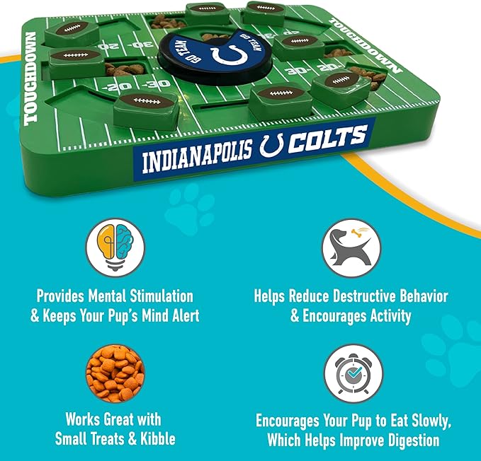 Pets First NFL Indianapolis Colts Large Puzzle Toy, New Size, Interactive Dog Treat & Slow Feeding Toy