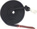 Premium 1/2" Samson EQ Yacht Braid Lead Rope with Nickel Trigger Bull Snap. Option for 12ft, 14ft and 16ft Lengths (Black, 12 FT)