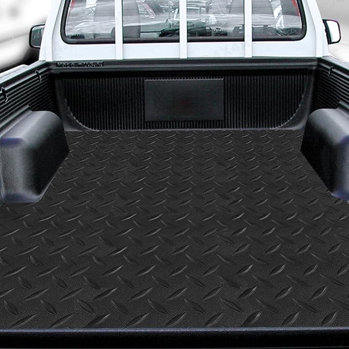 Boshen 5Ft x 12Ft Rubber Flooring Mats 1.6mm Diamond Plate Flooring Roll 60sqft Rubber Trailer Garage Floor Mats Non-Slip Floor Protector Mat for Garage Warehouse Gym Basement-Black