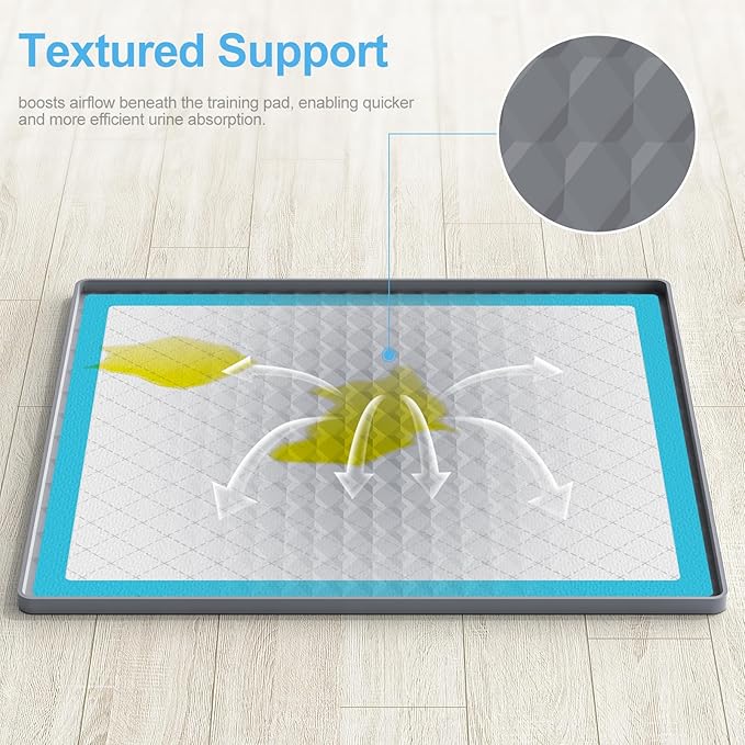 Pee Pad Holder for Dogs,Silicone Dog Puppy Pad Holder, 24 x 24 No Spill Raised Lip High Edge,Portable, Leak-Proof Mat Holder for Dog Training Pads,Square Potty Trays for Home Floor Protection