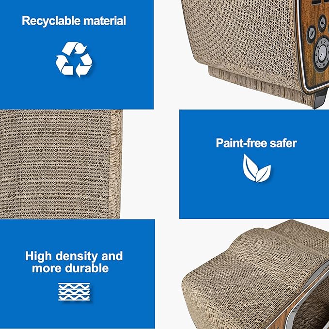 TV Cat Scratcher Cardboard Lounge Bed, Cat Scratching Board, Durable Board Pads Prevents Furniture Damage