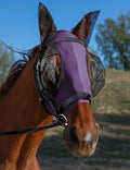 Horse Fly Mask with Ears, UV Protection for Horses, Elasticity with Big Mesh Eye Covers, Snug Fitting Comfortable Breathable Lightweight for Horses Deep Purple Cob
