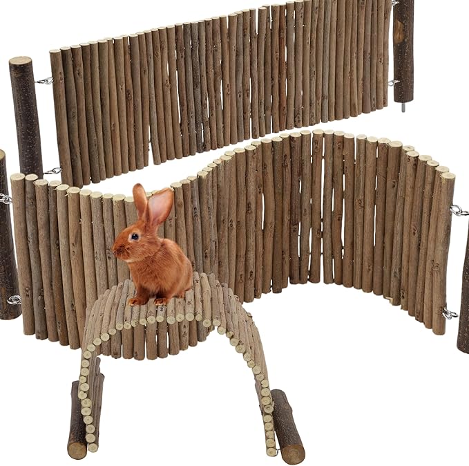 Hamster Bridge,Rat Long Bendy Bridge Wooden Climbing Ladder Cage Accessories for Syrian Hamster Gerbil Mouse Rat, 20.08" L x 5.91" W