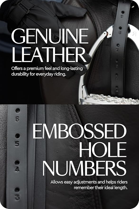 HORZE Genuine Leather English Riding Stirrup Leathers Pair | Adult Sizes