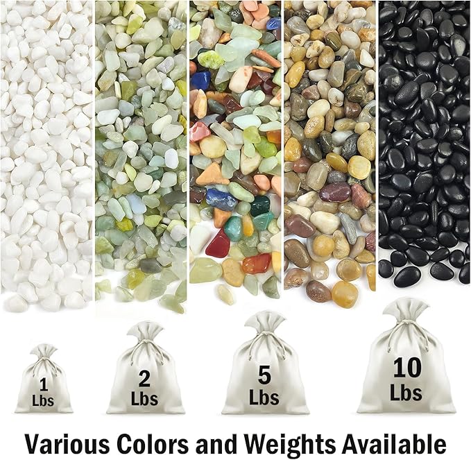 Black Pebbles - 3/8 inch Small Stones for Indoor Plants, Succulents, Aquariums & Landscaping