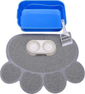 Kitty Litter Box Starter Kit - Small Cat Litter Pan Without Lid, Litter Mat, Scoop and Bowl for Kitten Within 3 Months (GreyScoop)