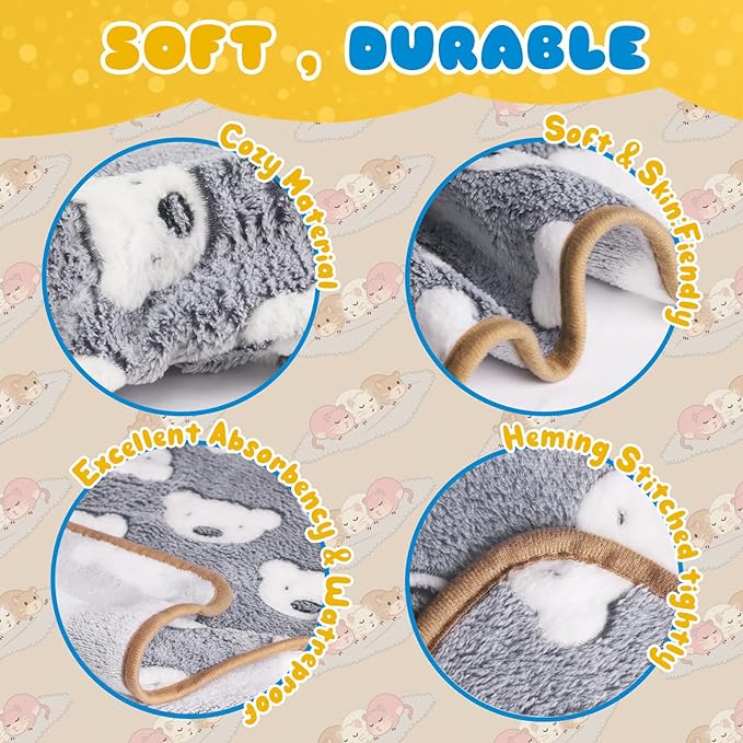 6 Pcs Guinea Pig Bedding Cage Liners Small Animal Flannel Blankets Sleep Mat Absorbent Reusable Pet Pee Bedding Pad Cover for Hamster Ferret Chinchilla Rabbit Hedgehog (16 x 24 Inch, Multi)