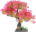 POPETPOP Artificial Aquarium Plant Plastic Water Plant Tree Fish Tank Bonsai Ornament Fish Tank Hideout Sushi Plate Decor for Aquarium Terrarium Landscape Pink