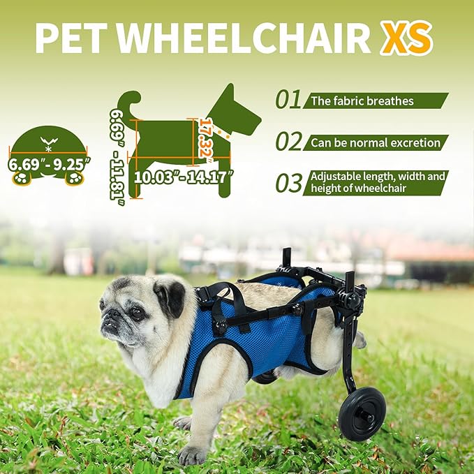 Pet Wheelchair Dog Leg Brace and Hip Support， Wheelchair for Back Legs，Adjustable Pet Cart，Assist a paralyzed pet get Back on its feet，Support Leg Brace and Hip (Extra Small)