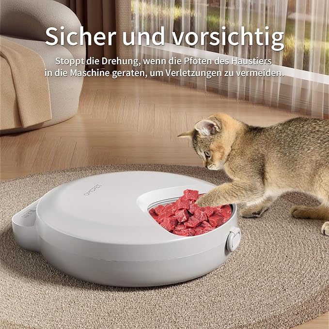Automatic Cat Feeder Wet Food, Whisker-Friendly Automatic Cat Food Dispenser True 4-Meal Design with Locking Lid, Smart Timer Feeder for Wet Cat/Dog ，2-Ice Packs, Easy to Clean (White-1)