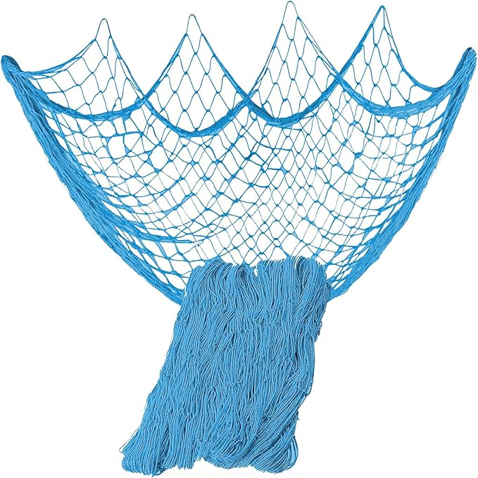 Nature Fish Net Wall Decoration with Shells, Ocean Themed Wall Hangings Fishing Net Party Decor for Pirate Party,Wedding,Photographing Decoration
