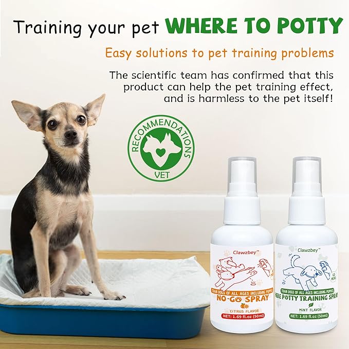 Dog Potty Spray Set, No-Go Spray & Potty Training Spray, Puppy Essentials, Stops Urination & Marking, Indoor and Outdoor Use (1.69 fl oz)