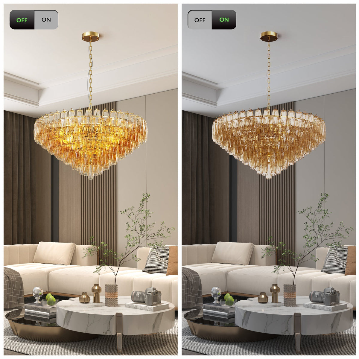 37" Extra Large 14-Light Gold Modern Round Chandelier