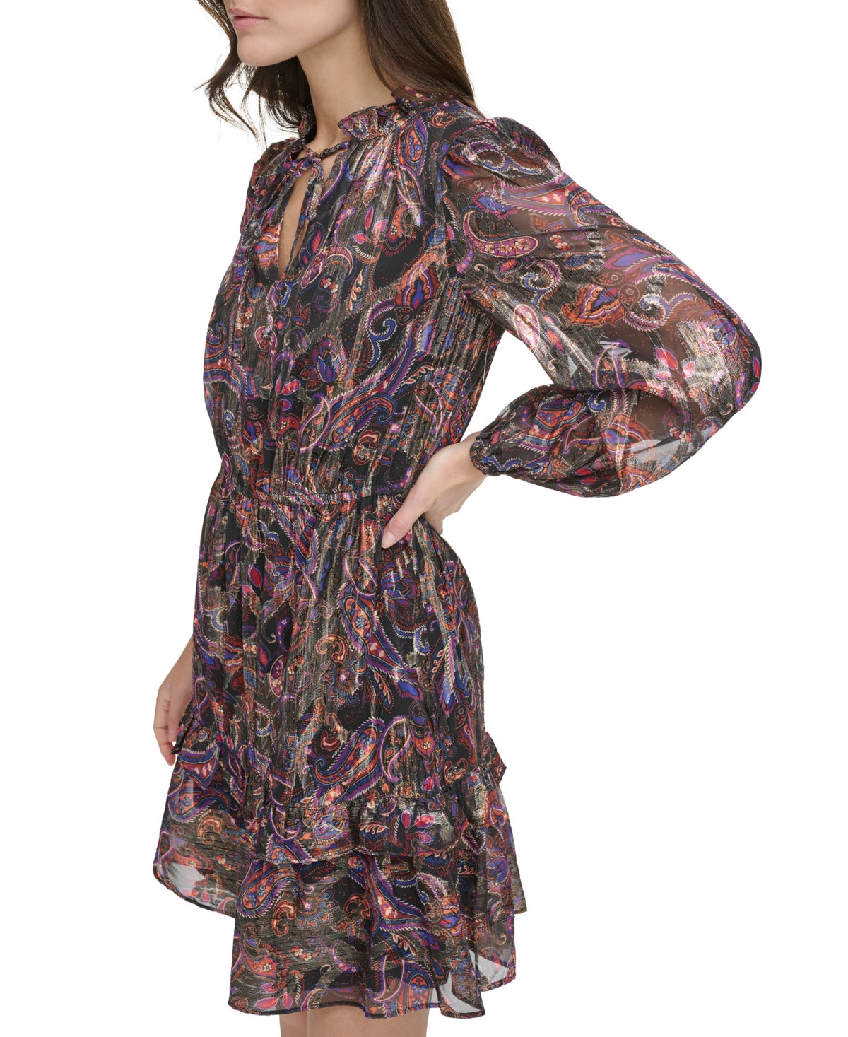 Vince Camuto Womens Paisley-Print Fit and Flare Dress , Size 16