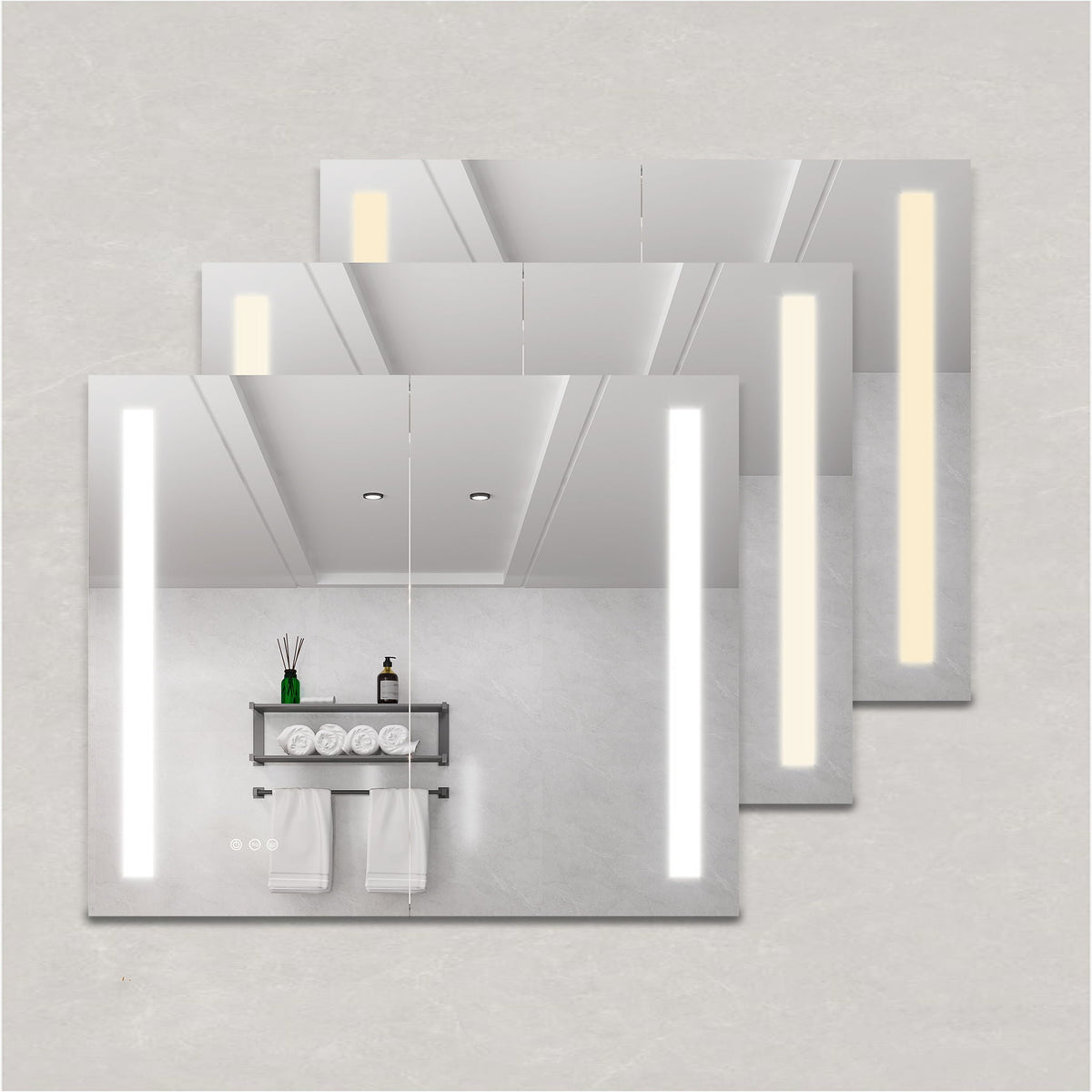 LED Medicine Cabinet With Mirror, Double Door With Defogger, Dimmer, Surface Mount