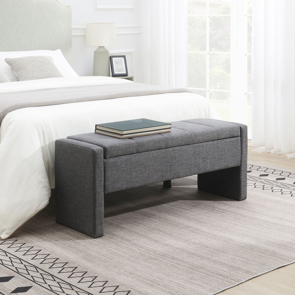 Modern Upholstered Large Bed End Bench With Storage