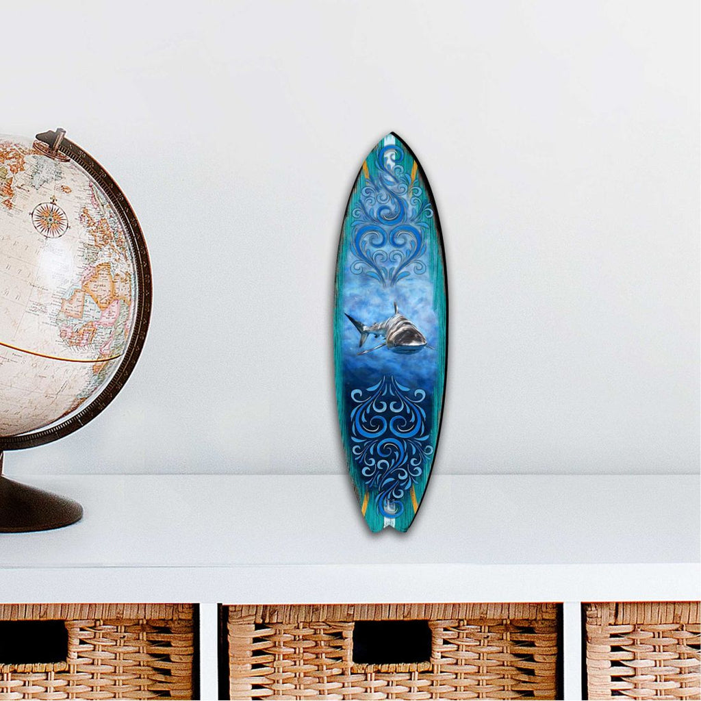 Shark Surfboard Coastal Outdoor Decor Large Ornament by G. DeBrekht - Coastal Holiday Decor - 8490104MS