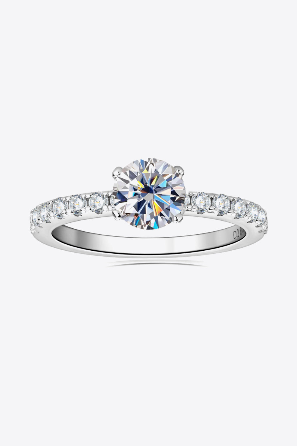 Brilliant Round Cut Sparkala™ Platinum-Plated Side Stone Ring