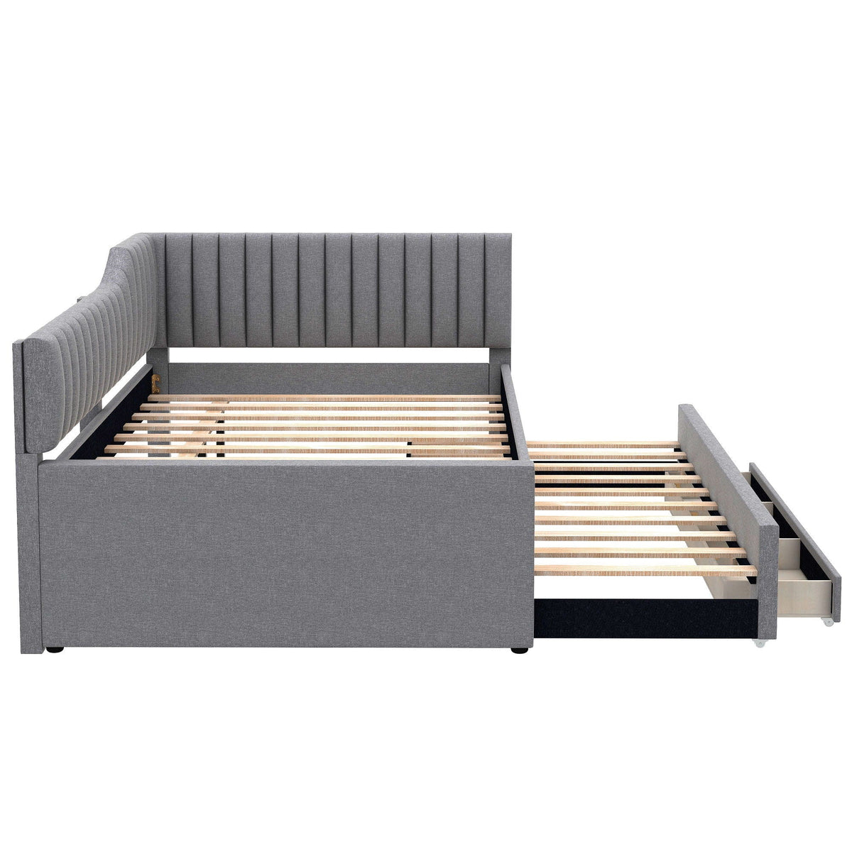 Upholstered Daybed With Trundle And 3 Drawers