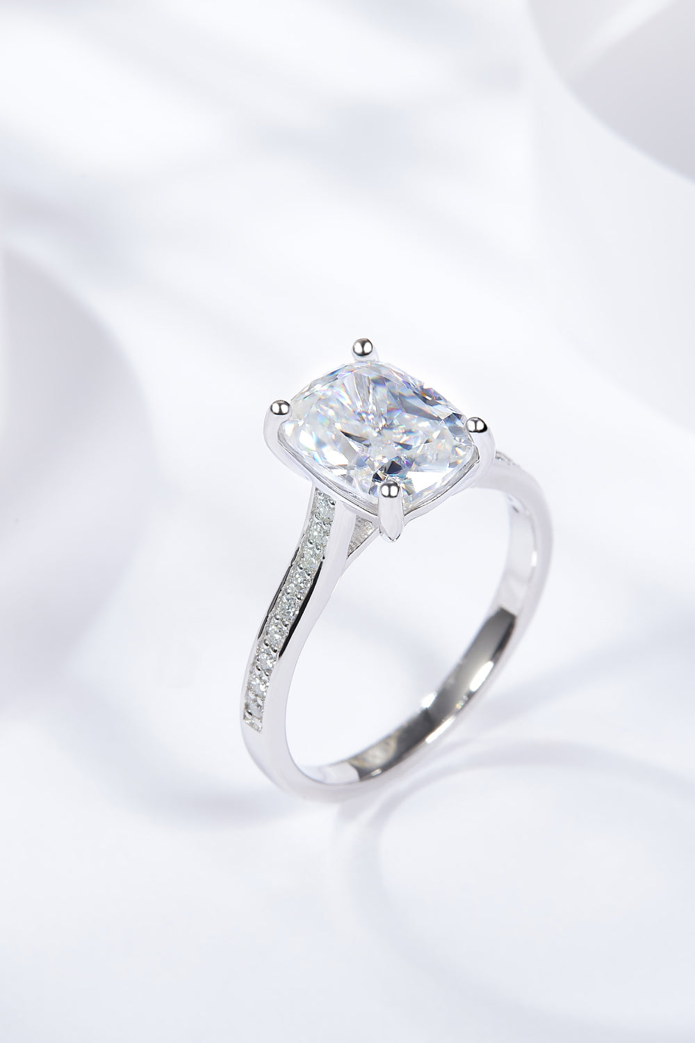 3 Carat Radiant-Cut Sparkala™ Side Stone Ring (Platinum Over Pure Sterling Silver)