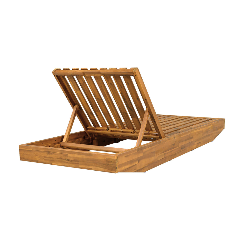 Modern Acacia Wood Outdoor Chaise Lounge