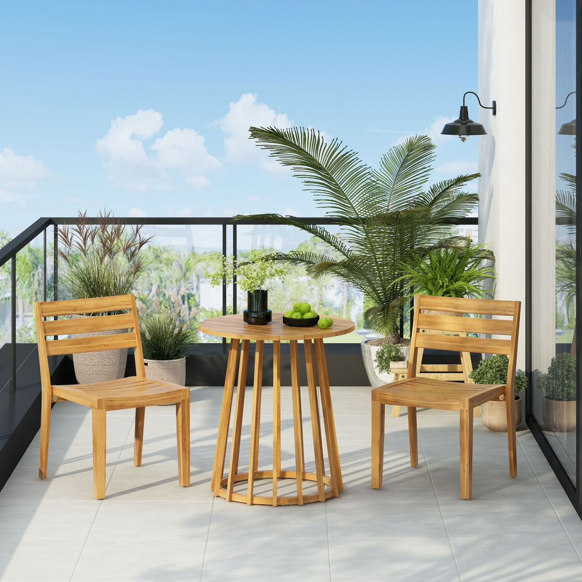 Outdoor 3 Pieces Dining Set - Round Bistro Set
