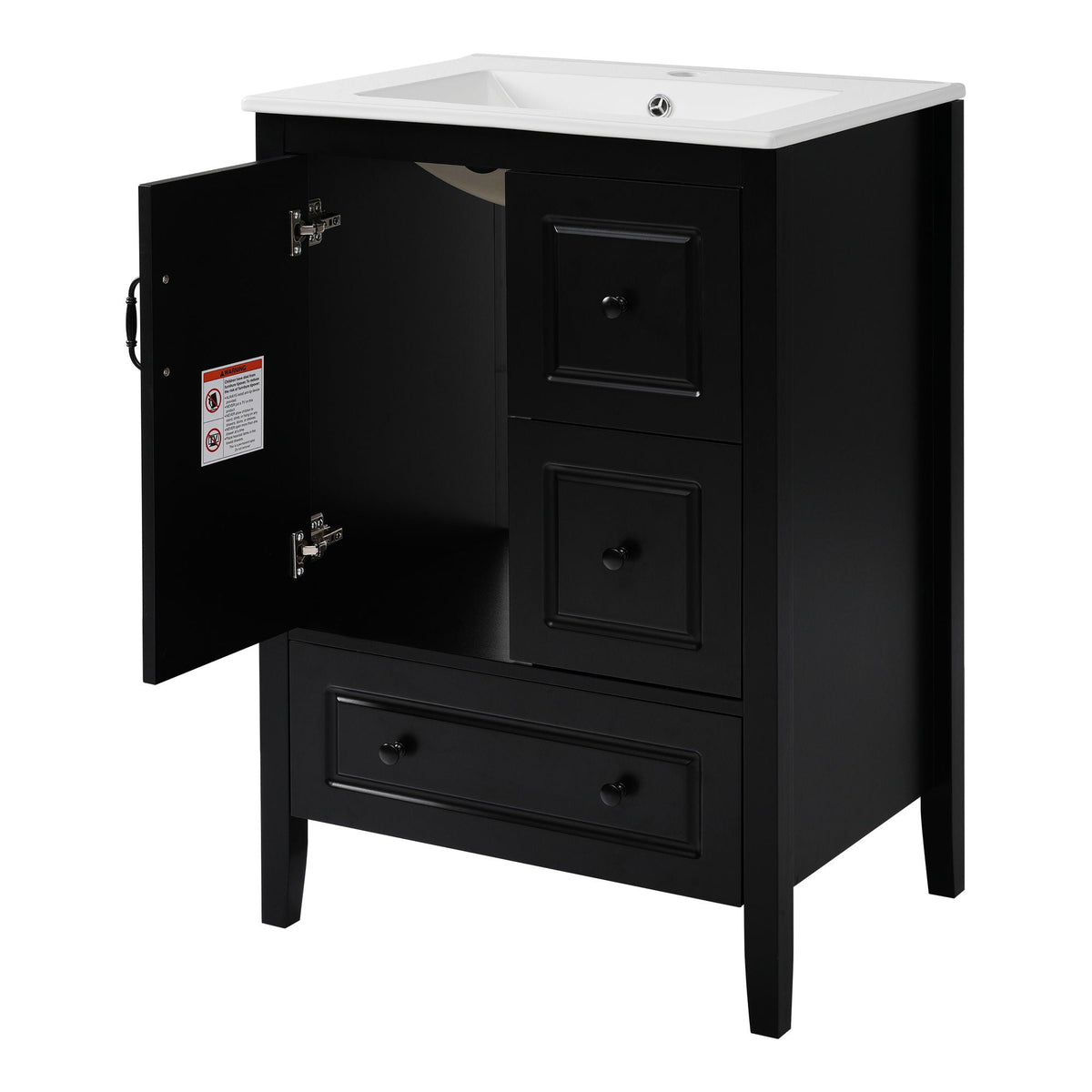 Retro Bathroom Vanity With Sink, Soft Closing Cabinet & Drawers