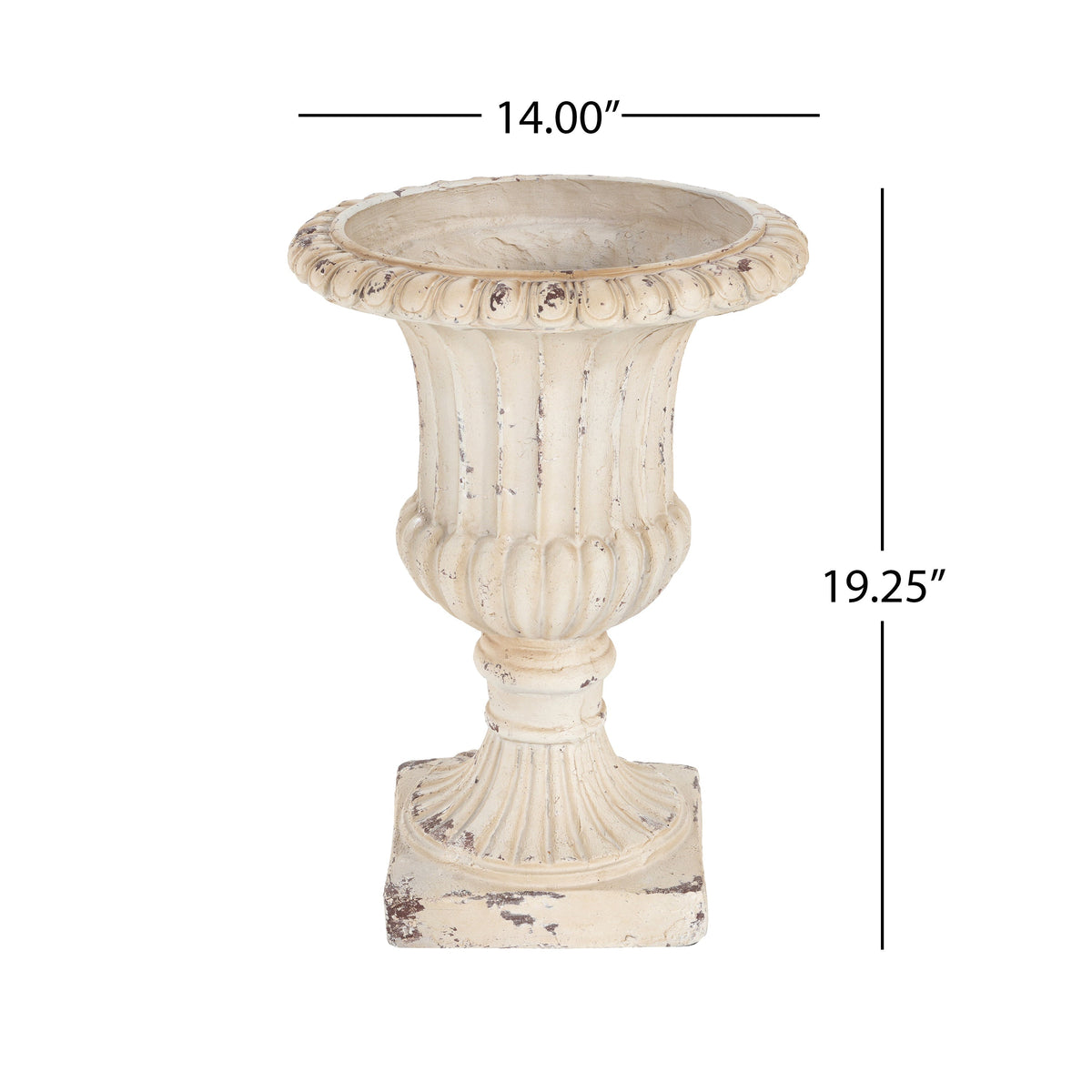MGO Garden Urn, Antique White, 19.25'' H