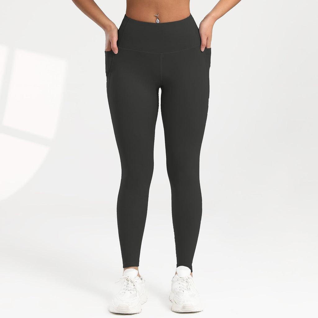 Running Leggings For Fitness Hip-lifting High-waisted With Pockets