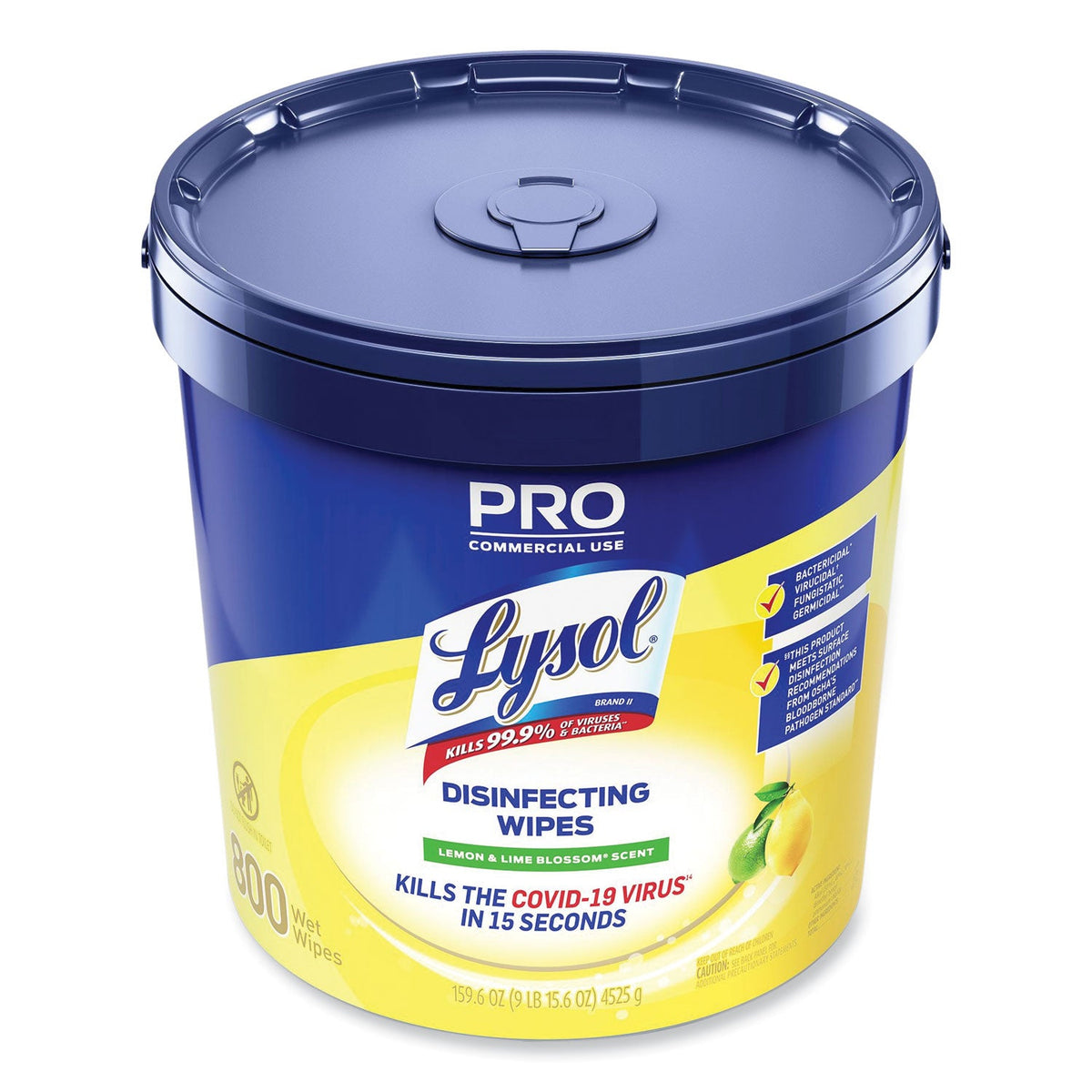 LYSOL Professional Disinfecting Wipe Bucket, 6 x 8, Lemon and Lime Blossom, 800 Wipes/Bucket, 2 Buckets/Carton
