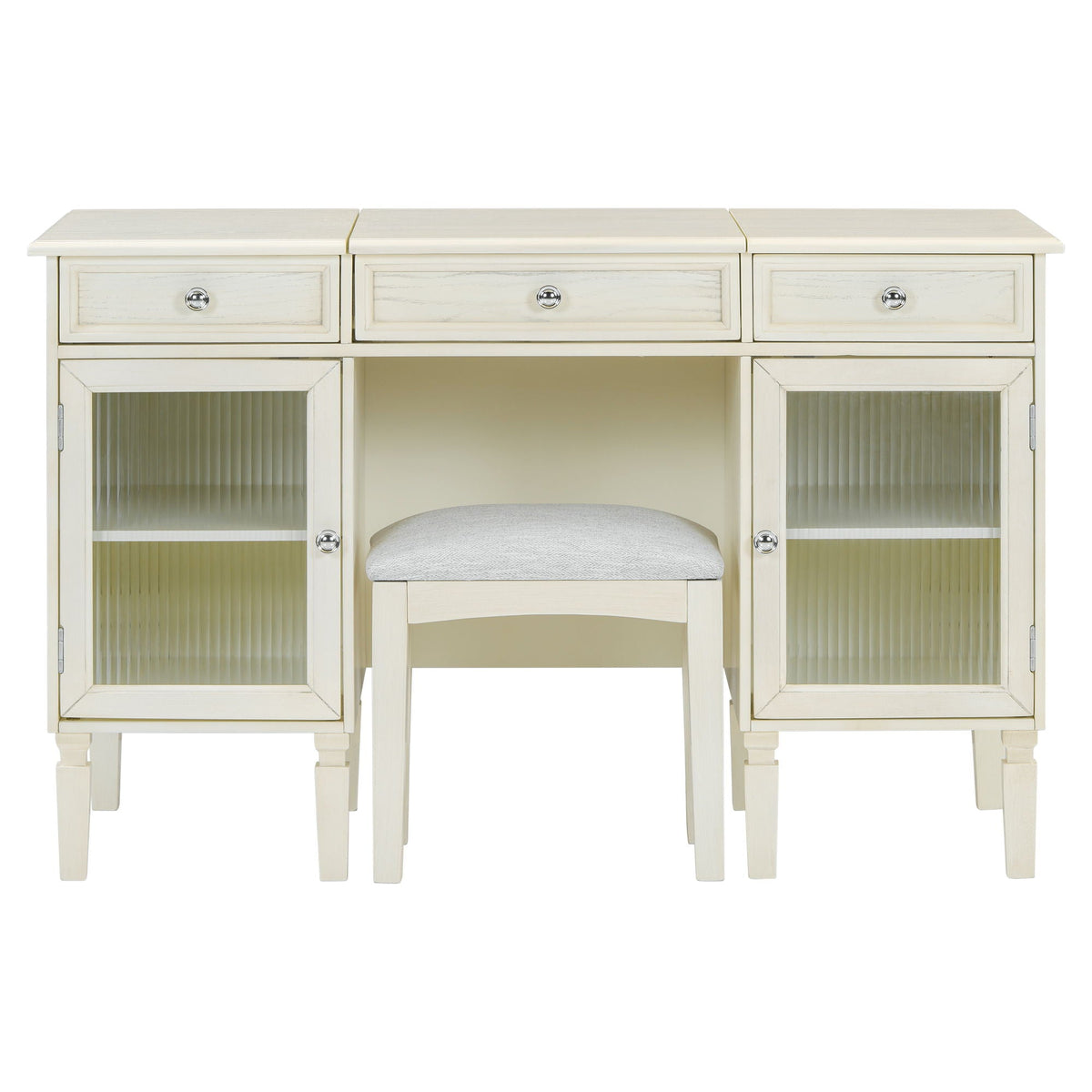 Multi Functional 2 In 1 Vanity Desk With Flip Top Mirror Material - White Oak