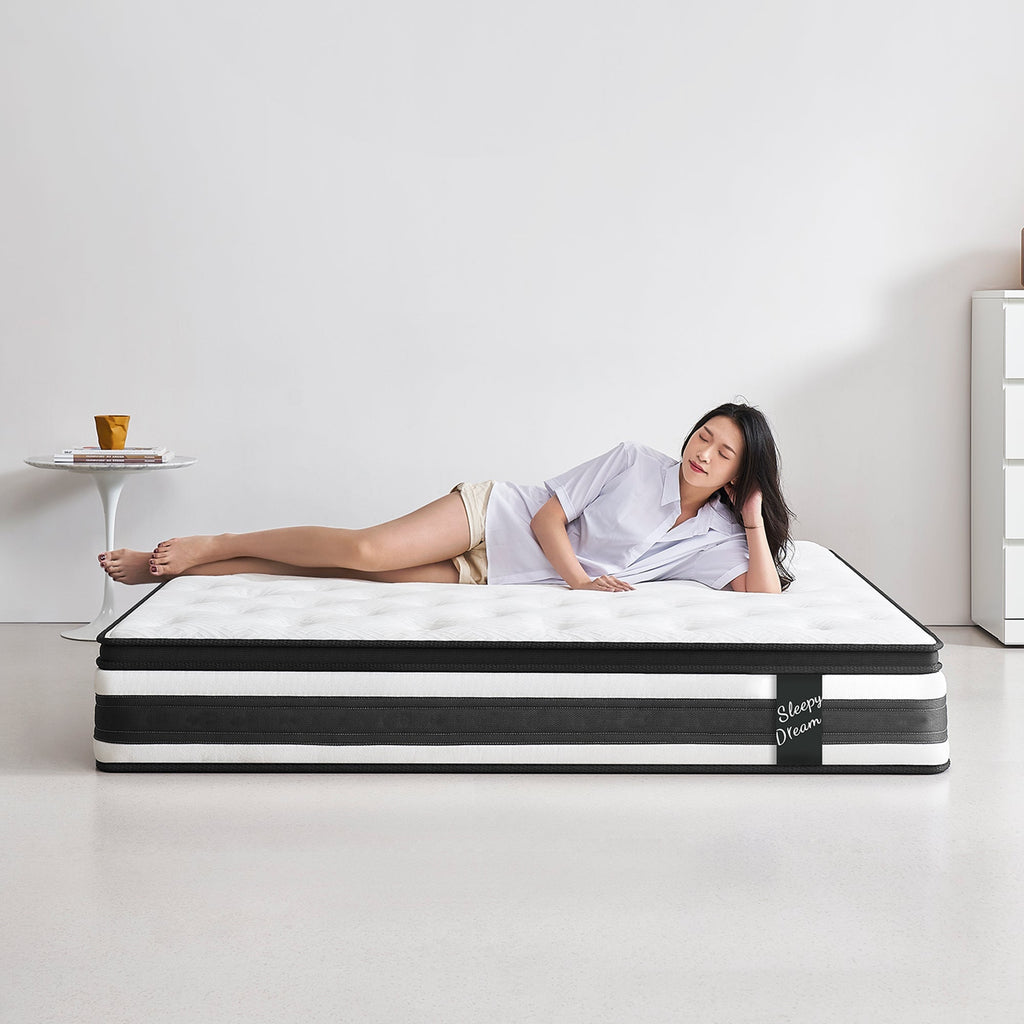 Full Size Hybrid Mattress Breathable Cool Knitted Fabric Cover