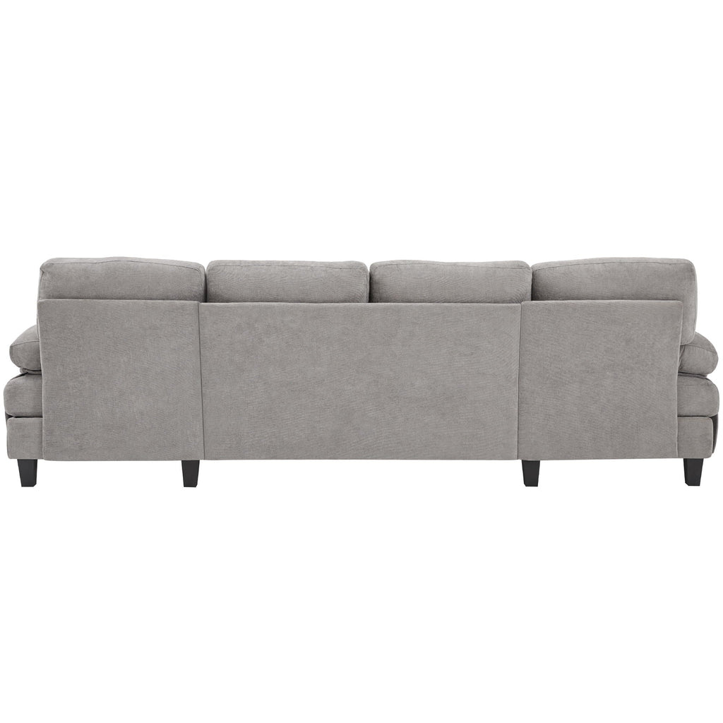 U-Shaped Sectional Sofa 103.5" Fabric Couch With Dual Chaise Lounges, Storage Pockets, Armrest Pillows