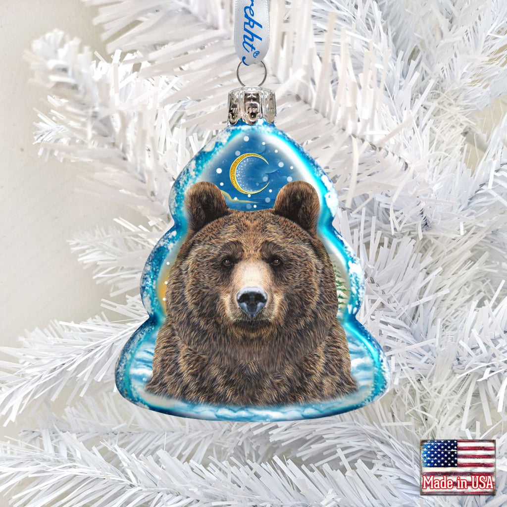 Bear Face Mercury Glass Ornament by G. DeBrekht - Wildlife Holiday Decor - 771056