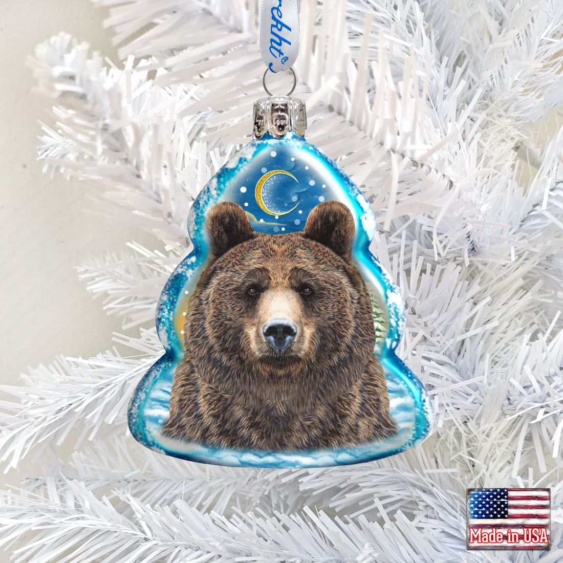 Bear Face Mercury Glass Ornament by G. DeBrekht - Wildlife Holiday Decor - 771056