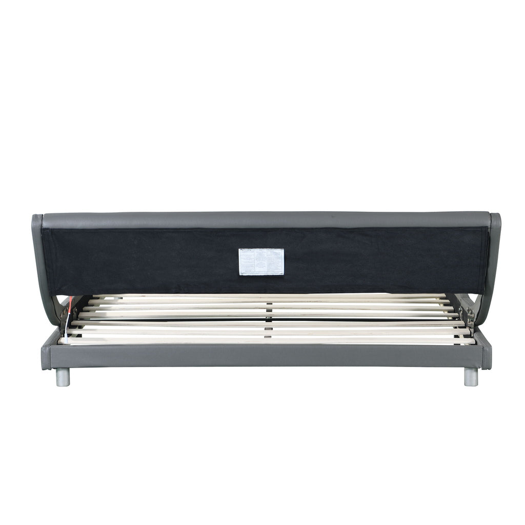 Queen Size Upholstered Platform Bed Frame with LED Lighting