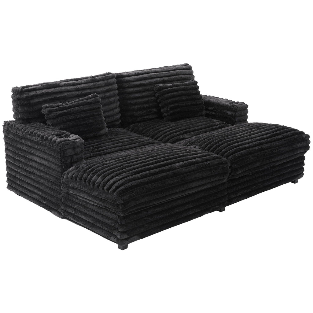 Oversized Double Chaise Lounge Sofa Bed With USB Ports And Cup Holders