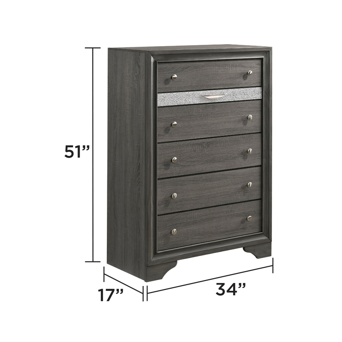 Traditional Queen 5 Piece Storage Bedroom Set in Gray Wood