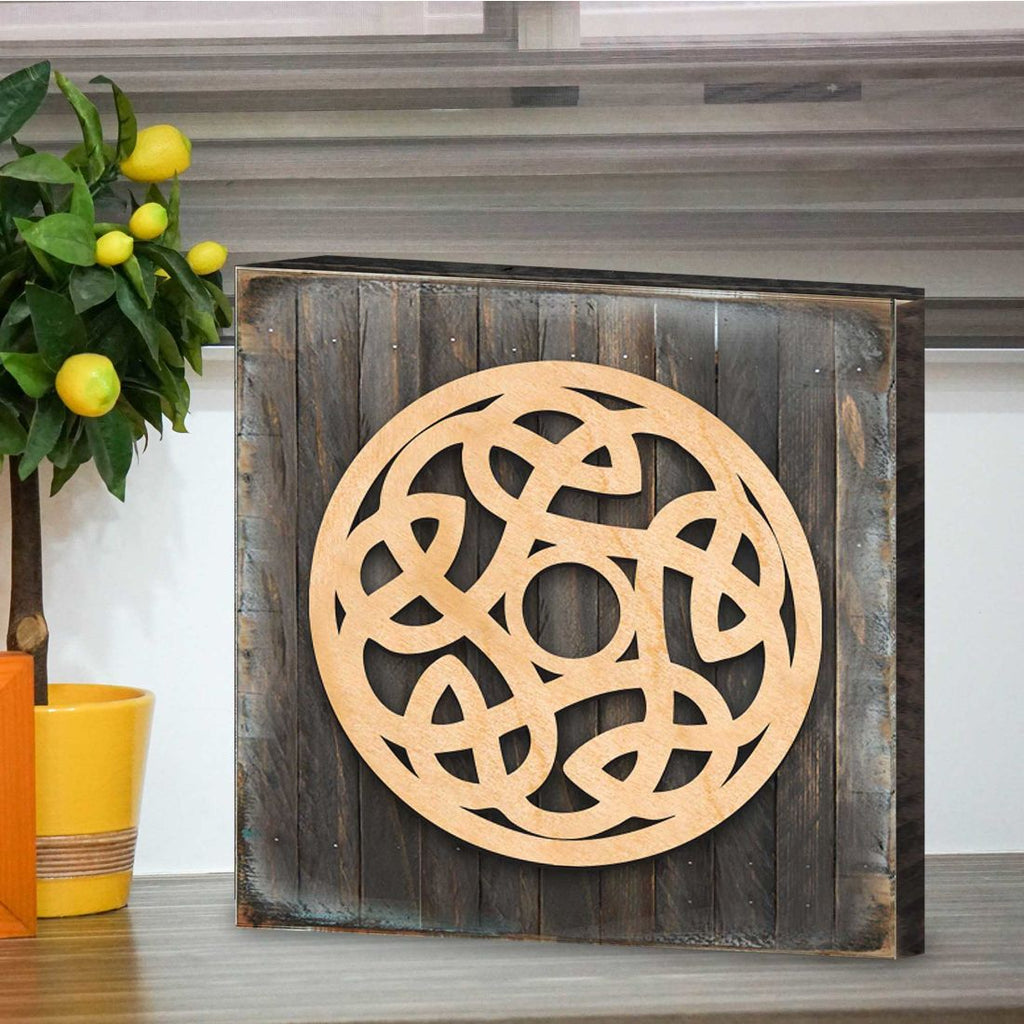 Celtic Spiral Wood Box Sign Wooden Wall Art by Celtic Art - Celtic Decor - 953164B