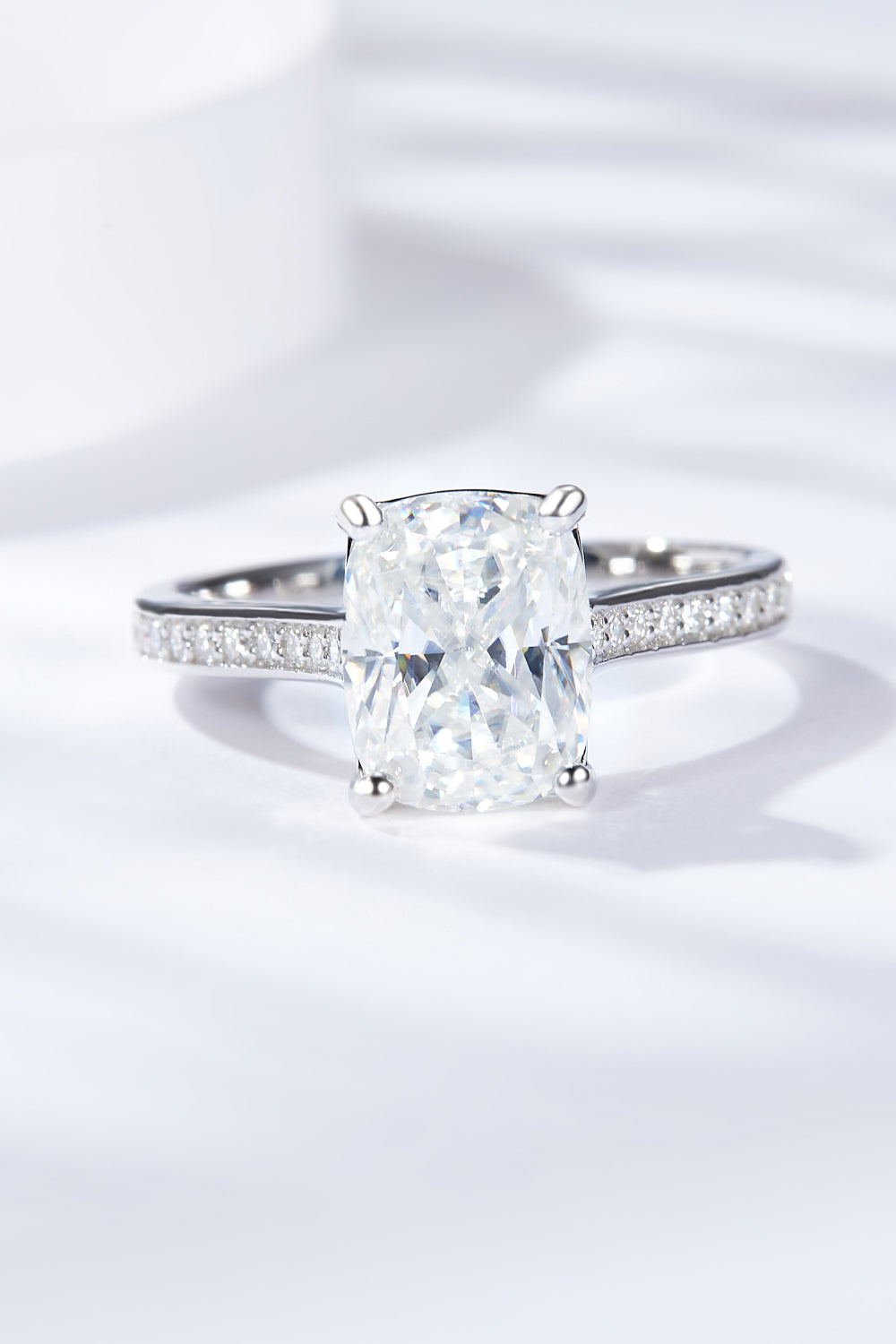 3 Carat Radiant-Cut Sparkala™ Side Stone Ring (Platinum Over Pure Sterling Silver)