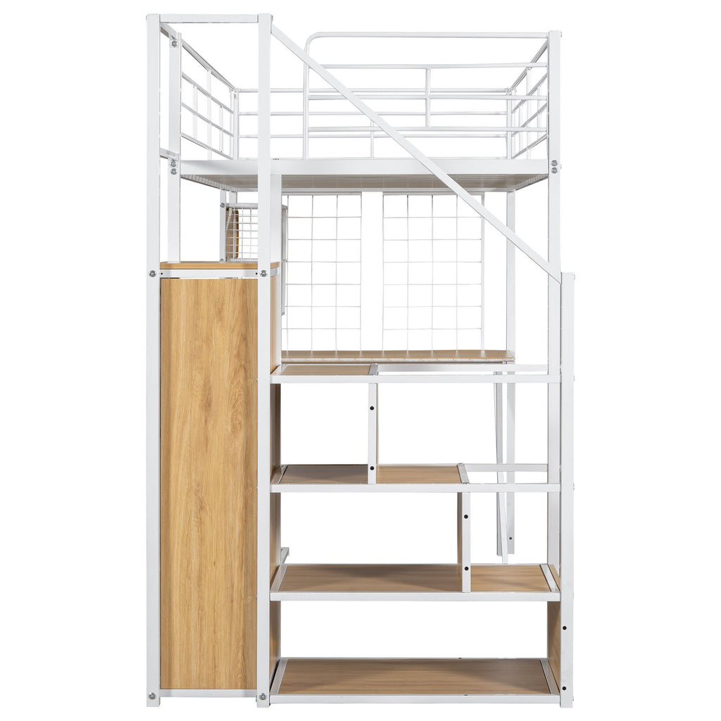 Loft Bed With Built In Work Station, Wardrobe, Storage Staircase And LED