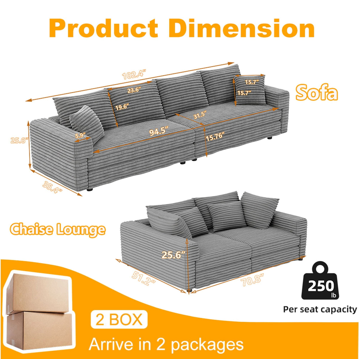 4 Seat Sofa, Deep Seat Couches With Soft Pillows