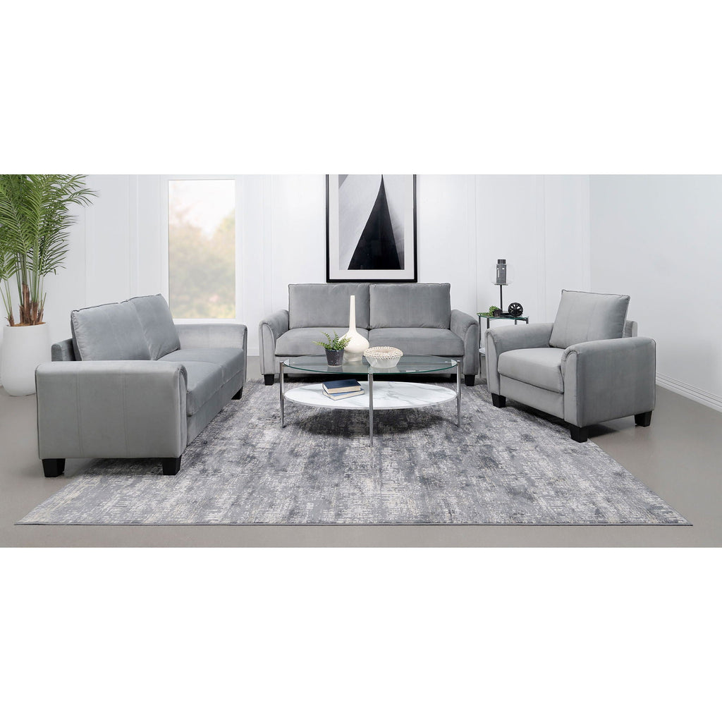 Dixon - Upholstered Sofa With Rounded Arms And Texture - Gray
